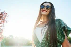 woman smiling in sunshine